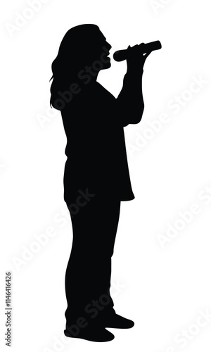 Female singer singing silhouette illustration