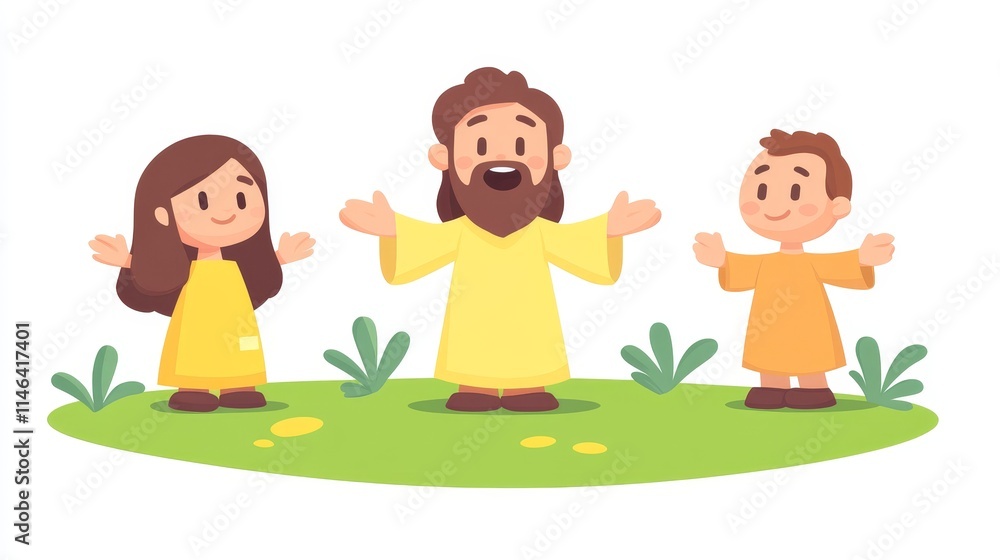 Character Art Illustration of Jesus, Son of God: Religious Symbolism, Christianity, Divine Representation, Faith, Spiritual Art Character Art Illustration of Jesus, Son of God: Religious Symbolism, Christianity, Divine Representation, Faith, Spiritual Art