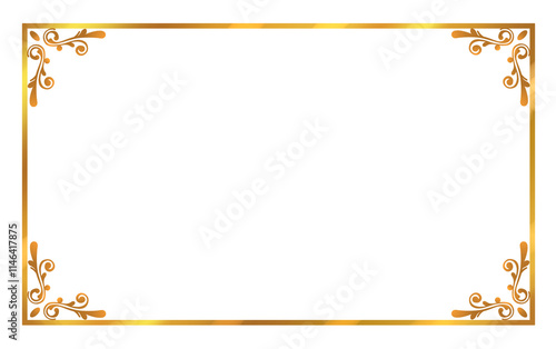 ゴールドフレーム　枠　素材　飾り枠　飾り罫　囲み　キラキラ　高級感　豪華　エレガント　クラシック　アンティーク　おしゃれ　シンプル　光る　飾り　見出し　タイトル　四角　白背景　白バック　透過