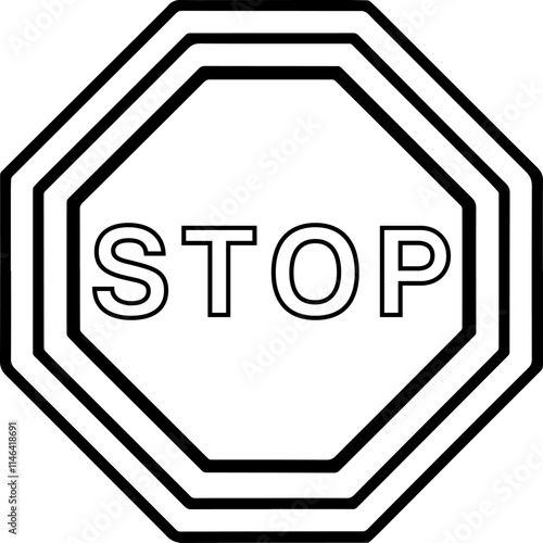 stop sign outline vector illustration line art coloring book page