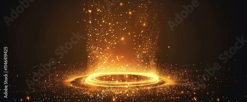 Wallpaper Mural Golden light particles swirling around a glowing ring on dark background. Torontodigital.ca