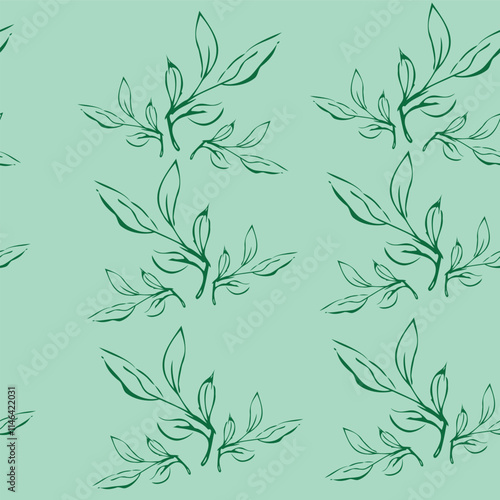 seamless pattern, flower, flower outline, plant, black and white illustration.
