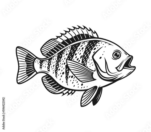 Bluegill Fish Vector Art and Illustration