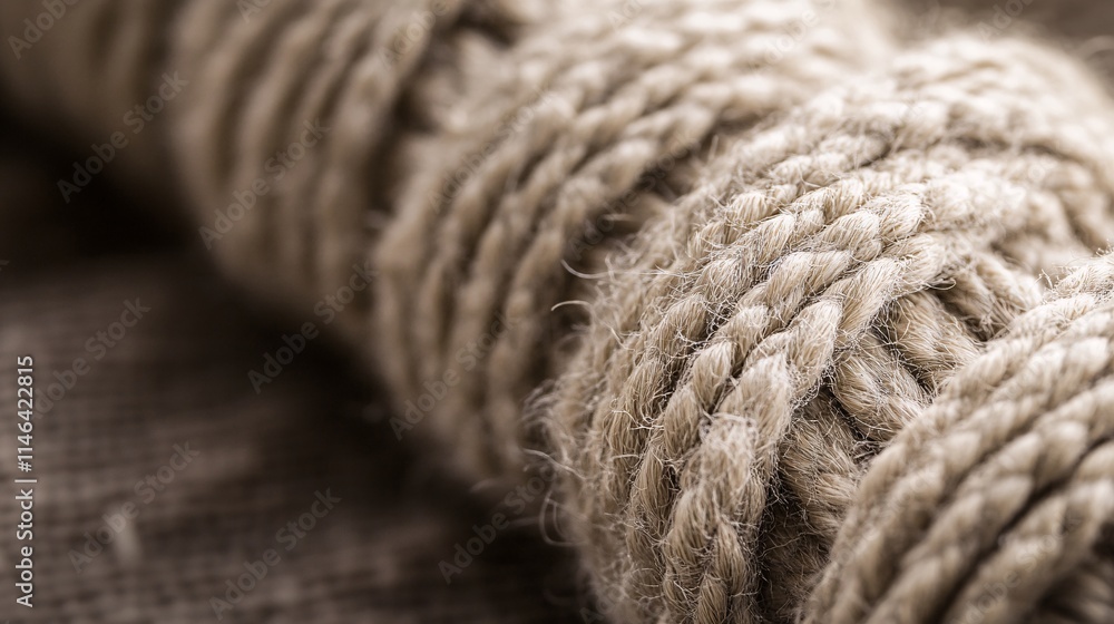 Close-up of thick hemp rope resting on rustic surface Close-up of thick hemp rope resting on rustic surface