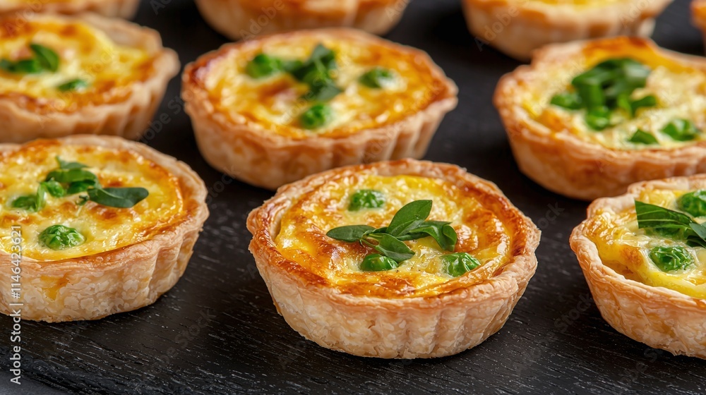 Delicious Mini Quiches with Peas and Herbs Appetizer Delicious Mini Quiches with Peas and Herbs Appetizer