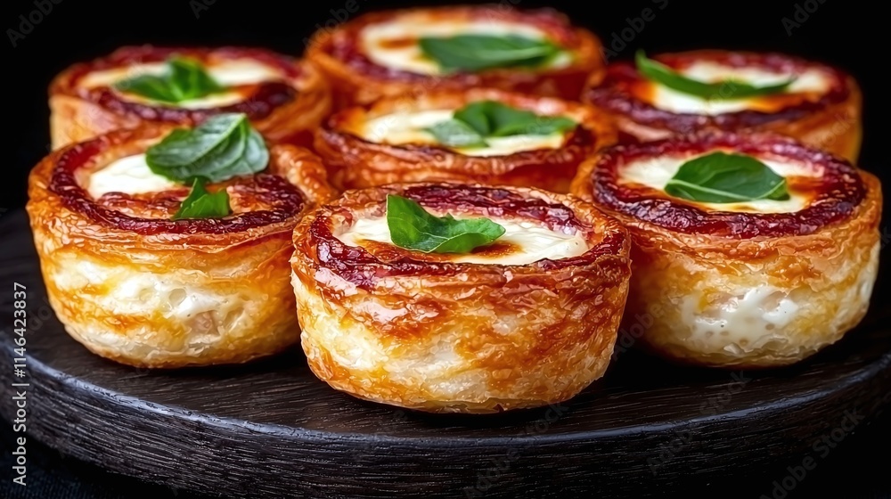 Delicious Mini Puff Pastry Pizzas with Basil Delicious Mini Puff Pastry Pizzas with Basil