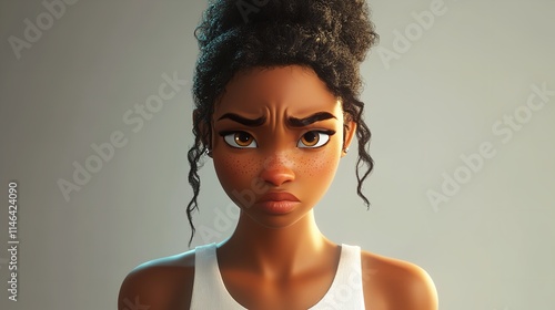 angry black african women 3D cartoon