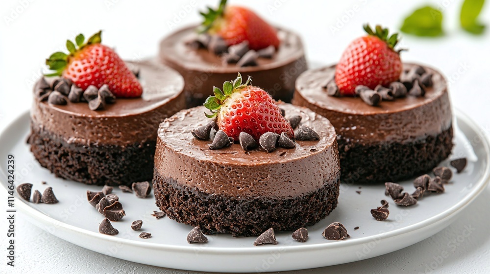 Delicious Chocolate Mousse Cakes with Strawberries Delicious Chocolate Mousse Cakes with Strawberries