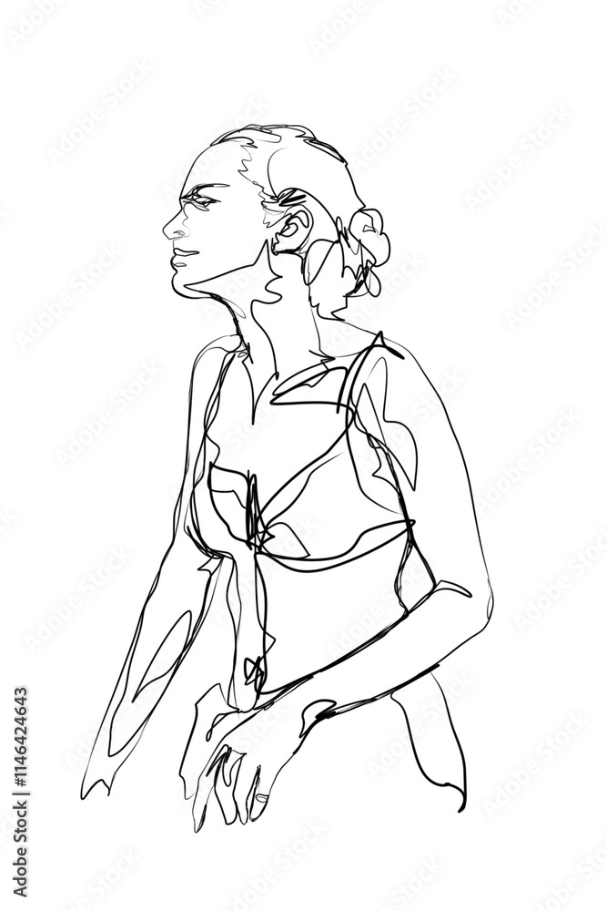 line art portrait close up woman summer vacation on the beach line art portrait close up woman summer vacation on the beach