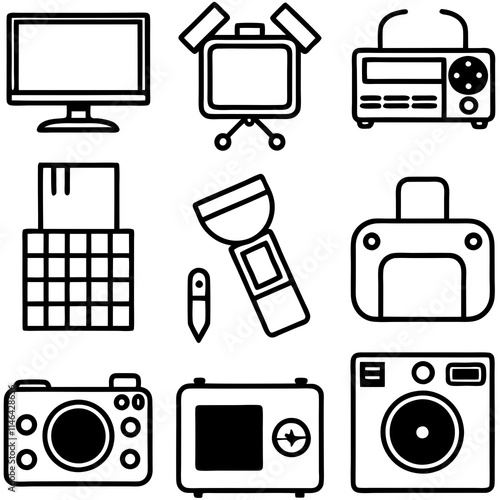 sets of Electronics items vector illustration