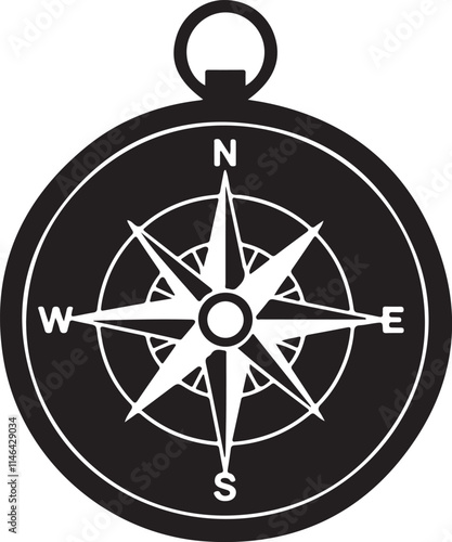 Vintage Compass Silhouette in Clean Vector Art