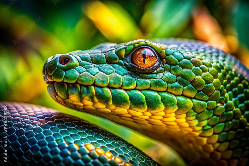 Anaconda Close Up, Tilt-Shift Miniature Snake, Reptile Macro Photography, Green Anaconda, Wildlife Photo Anaconda Close Up, Tilt-Shift Miniature Snake, Reptile Macro Photography, Green Anaconda, Wildlife Photo