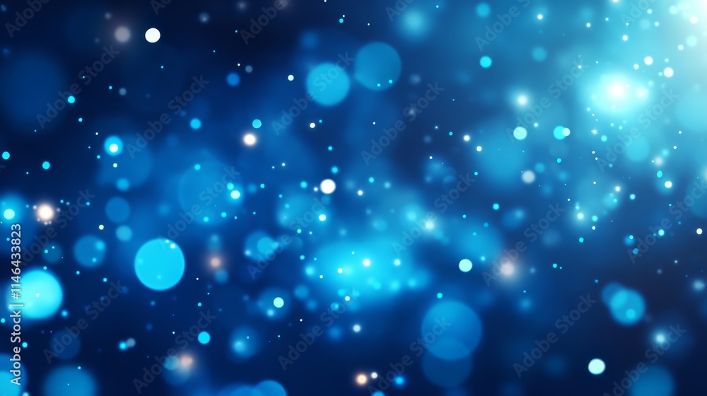 Obraz premium Abstract blue bokeh background with glowing particles and lights.