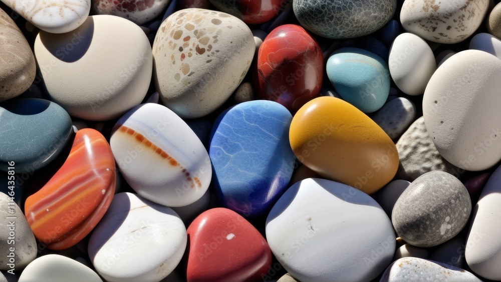 Top view of colorful stones on the beach. Top view of colorful stones on the beach.