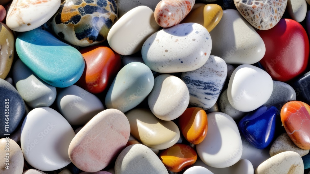 Top view of colorful stones on the beach. Top view of colorful stones on the beach.
