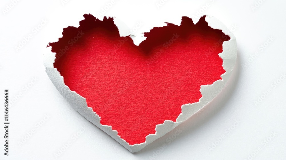Red Heart Torn Through White Paper Valentine Concept Red Heart Torn Through White Paper Valentine Concept