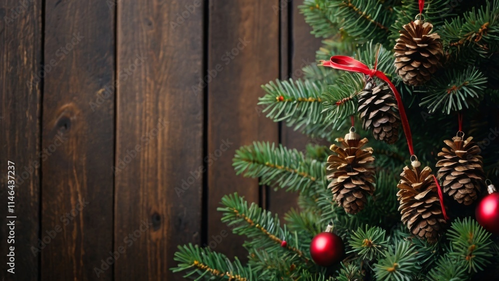 Rustic Woodsy Christmas Tree: Decorate with pine cones, berries, and natural ornaments. Rustic Woodsy Christmas Tree: Decorate with pine cones, berries, and natural ornaments.