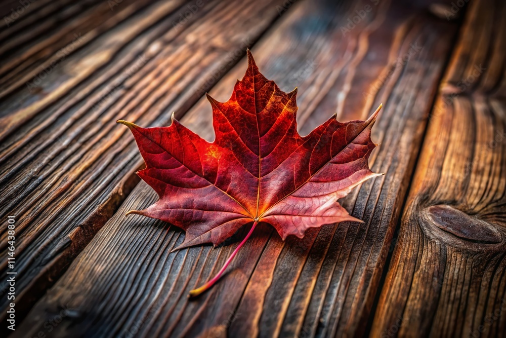Autumn Maple Leaf on Rustic Wood: Fall Photography Background Image Autumn Maple Leaf on Rustic Wood: Fall Photography Background Image