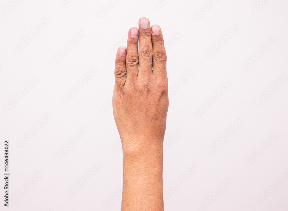 Photo of a man hand isolated on a white background