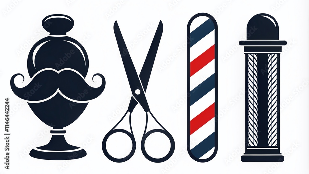 Barber Shop Silhouettes: Flat Design Elements for Branding & Web Design Barber Shop Silhouettes: Flat Design Elements for Branding & Web Design
