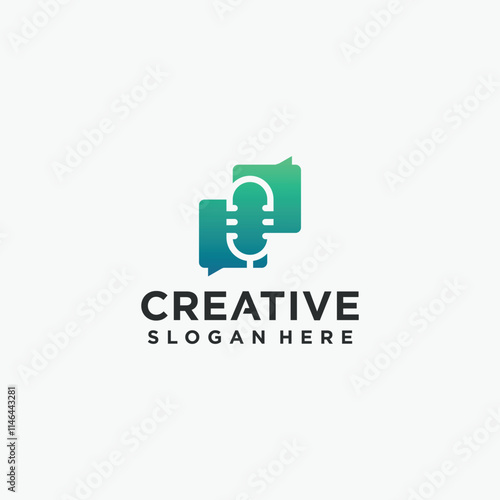 podcast chat logo design. collection of vector podcast chat logos.