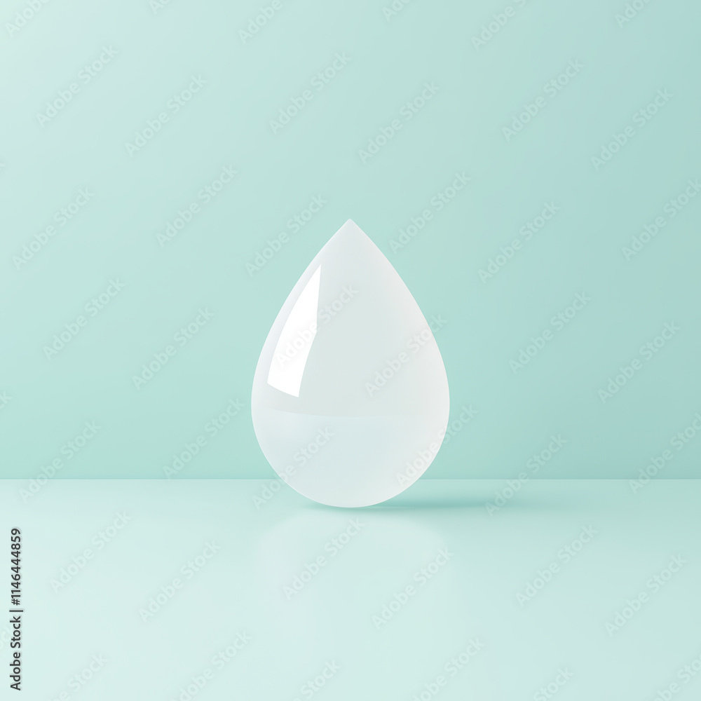 Fototapeta premium clear water droplet on soft mint background symbolizes conservation