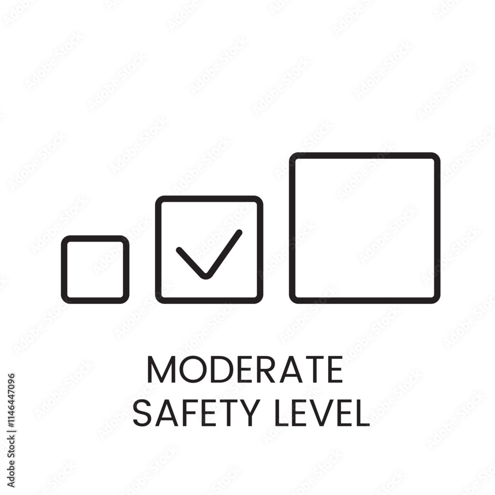 A vector linear icon of a three level safety indicator with a highlighted middle box and an editable stroke A vector linear icon of a three level safety indicator with a highlighted middle box and an editable stroke