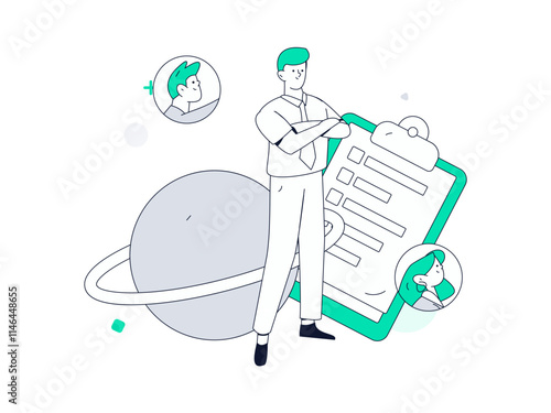 Personnel doing job interview flat vector concept operation hand drawn illustration
