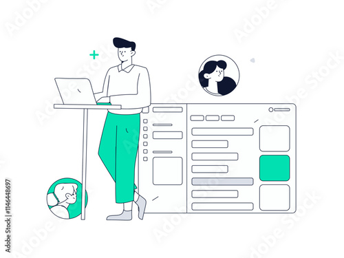 Personnel doing job interview flat vector concept operation hand drawn illustration
