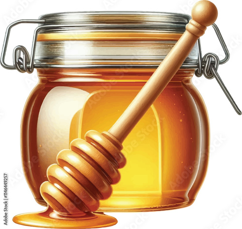 realistic Glass Jar Of Honey 