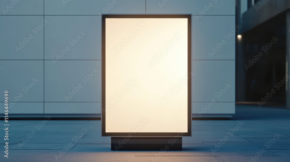 Blank exhibit sign displayed in a modern gallery setting under bright lighting Blank exhibit sign displayed in a modern gallery setting under bright lighting