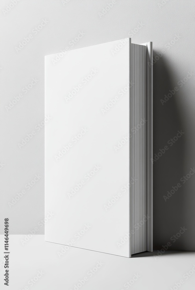 Blank white book mockup positioned upright for design presentations and visualizations Blank white book mockup positioned upright for design presentations and visualizations