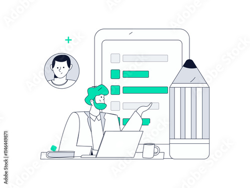 Personnel doing job interview flat vector concept operation hand drawn illustration
