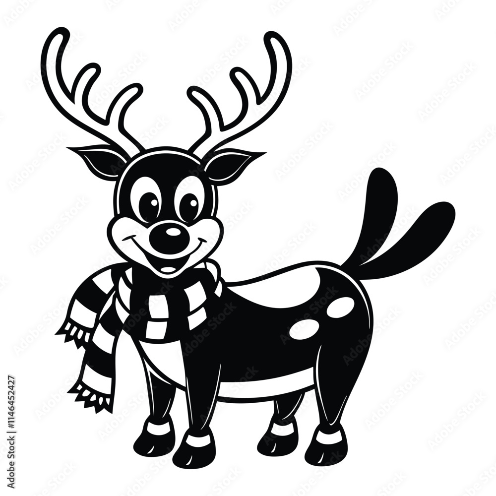 vector jolly cartoon reindeer with a red nose and festive vector jolly cartoon reindeer with a red nose and festive