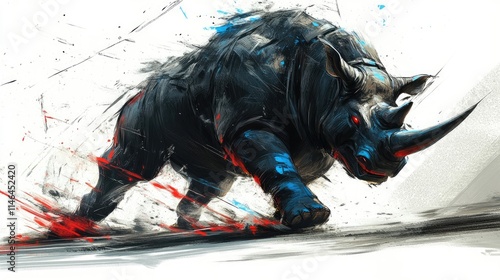 Powerful Rhinoceros in a Dynamic Artistic Style photo