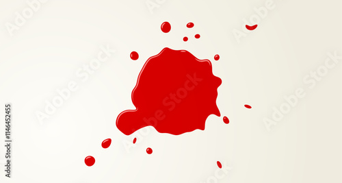 Red liquid splash isolated on a light background. Abstract depiction of fluid dynamics and motion with vivid red tones.
