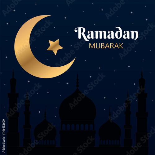 Ramadan Mubarak. Holiday card, poster, background.