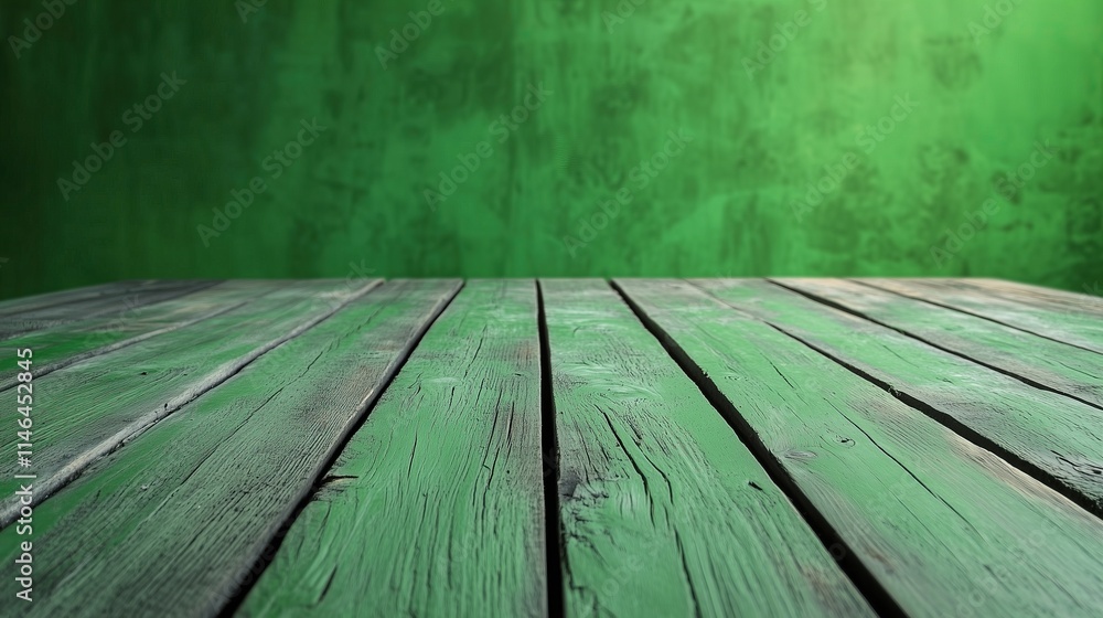 Obraz premium close up of empty wooden table with light green background