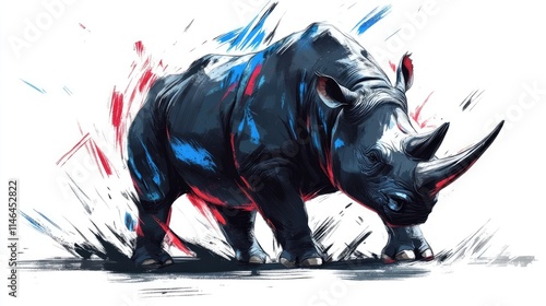 Powerful Rhinoceros in a Dynamic Artistic Style photo