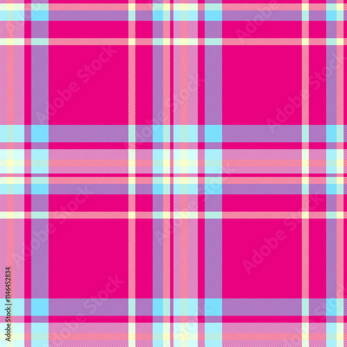 Home vector check fabric, full tartan background textile. Jersey texture pattern seamless plaid in mexican pink and cyan colors.