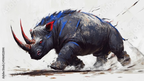 Powerful Rhinoceros in a Dynamic Artistic Style photo