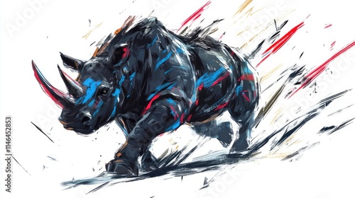 Powerful Rhinoceros in a Dynamic Artistic Style photo