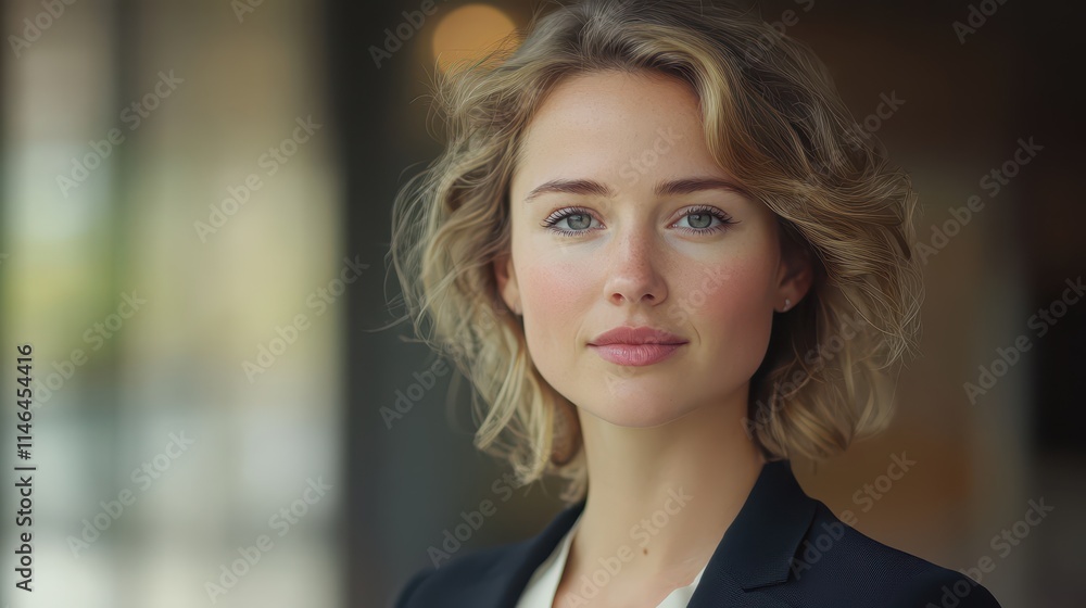 Business woman confidently poses for a professional portrait in an office setting Business woman confidently poses for a professional portrait in an office setting