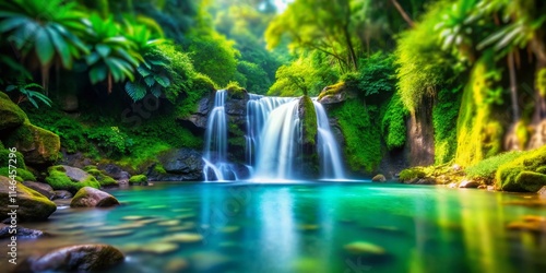 Boquete Panama Waterfall Tilt-Shift Photography: Stunning Aerial Views, Miniature Effect, Lush Rainforest, cascading water