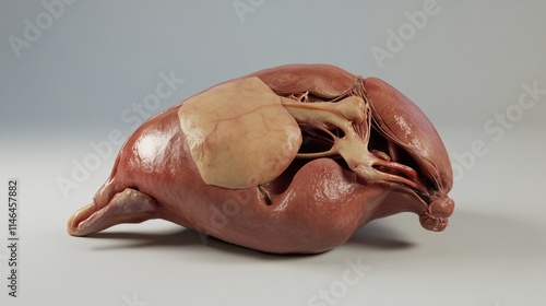 Detailed 3D Render of Liver Anatomy with Surrounding Organs and Vessels:  A High-Resolution Medical Illustration