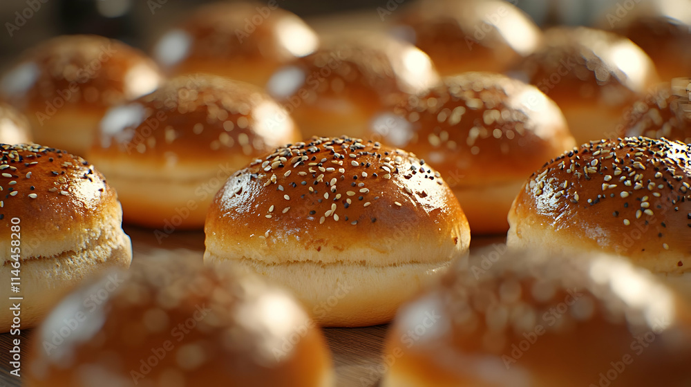 Golden Sesame Buns 3D Illustration Golden Sesame Buns 3D Illustration