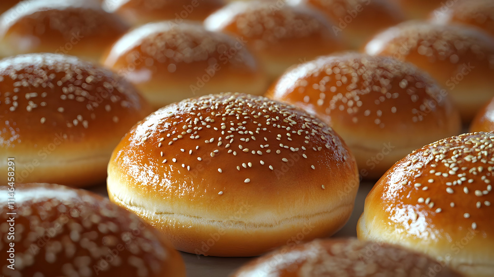 Golden Sesame Buns 3D Render Golden Sesame Buns 3D Render