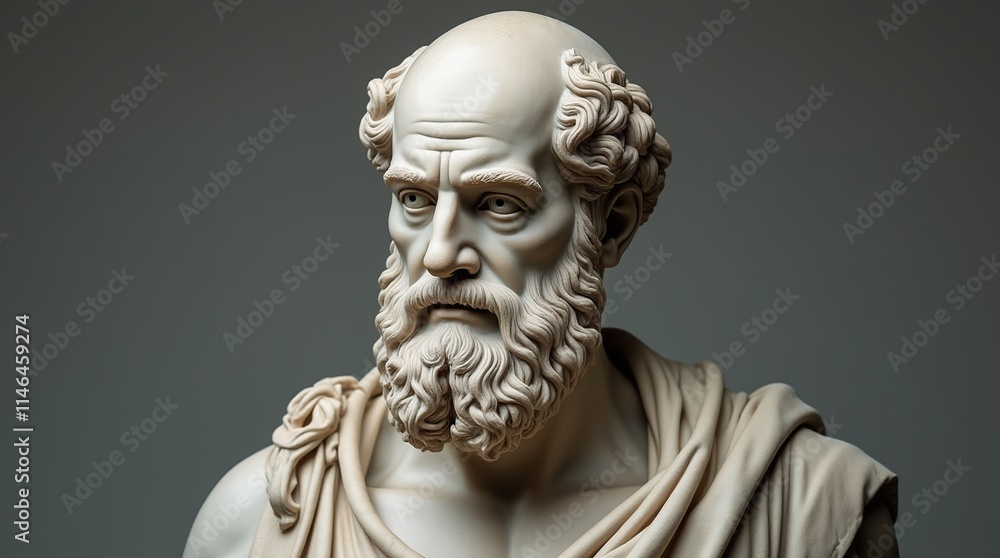 Highly Detailed Marble Bust of an Ancient Philosopher Highly Detailed Marble Bust of an Ancient Philosopher