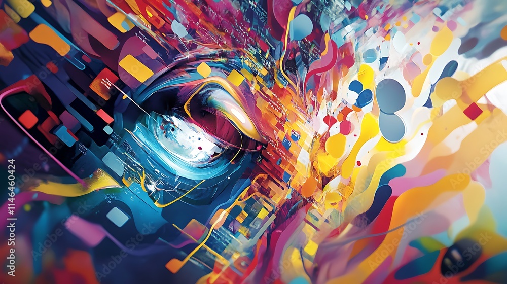 Abstract digital painting with vibrant colors and flowing shapes. Abstract digital painting with vibrant colors and flowing shapes.