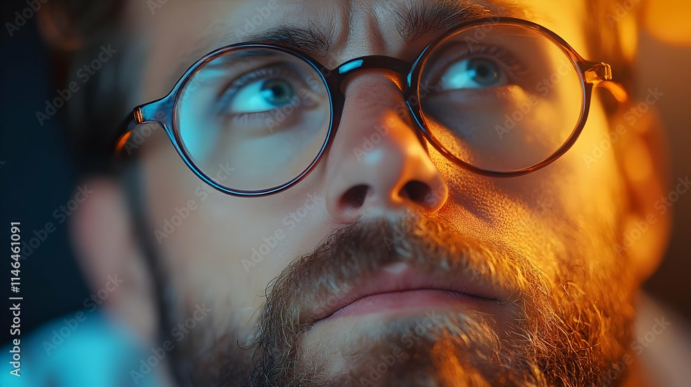 Close-up Illustration of a Man with Glasses Close-up Illustration of a Man with Glasses
